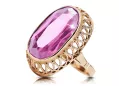 Anillo Joyería vintage Amatista Oro rosa antiguo original de 14k vrc129r